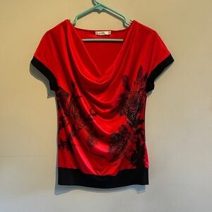 🌸Ricki's Red and Black Floral Blouse